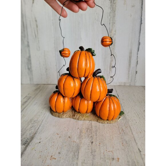 Vintage pumpkin stack funny face smiling hanging Halloween home decor - Picture 6 of 8